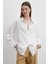 Keten Karışımlı Linen Prunes Gömlek Beyaz 3