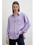 Gofre Kareli Gömlek Mor 1