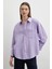 Gofre Kareli Gömlek Mor 4