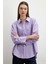 Gofre Kareli Gömlek Mor 5