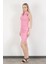 Kadın Polo Yaka Kolsuz Vücuda Oturan Elbise Pembe - 10048 1