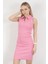 Kadın Polo Yaka Kolsuz Vücuda Oturan Elbise Pembe - 10048 4