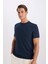 Slim Fit Dar Kesim Bisiklet Yaka Krinkıl Kısa Kollu Tişört D7225AX25SP 1