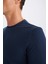 Slim Fit Dar Kesim Bisiklet Yaka Krinkıl Kısa Kollu Tişört D7225AX25SP 5