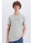 %100 Pamuk Slim Fit Dar Kesim Bisiklet Yaka Baskılı Kısa Kollu Tişört X3932AZ25SM 1