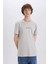 %100 Pamuk Slim Fit Dar Kesim Bisiklet Yaka Baskılı Kısa Kollu Tişört X3932AZ25SM 4
