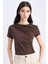 Slim Fit Dar Kesim Kayık Yaka Soft Touch Kısa Kollu Tişört E7016AX25SP 1