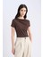 Slim Fit Dar Kesim Kayık Yaka Soft Touch Kısa Kollu Tişört E7016AX25SP 3