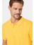 Erkek Slim Fit Dar Kesim Pamuk Sarı Polo Yaka Tişört 2