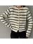 Gold Düğmeli Çizgili Triko Kadın Ceket / Hırka 5