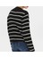 Gold Düğmeli Çizgili Triko Kadın Ceket / Hırka 3
