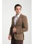 Ribas Erkek Kahverengi Likralı Pamuk Karışımlı Ekose Desenli Slim Fit Spor Blazer Ceket 1