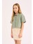 Kız Çocuk Cropped Fit Keten Kısa Kollu Gömlek D9143A825SM 3