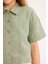 Kız Çocuk Cropped Fit Keten Kısa Kollu Gömlek D9143A825SM 4
