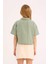 Kız Çocuk Cropped Fit Keten Kısa Kollu Gömlek D9143A825SM 5