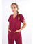 Elit Likra Açık Bordo Hemşire ve Doktor Üniforma Takımı Scrubs 2