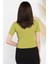 Kendinden Desenli Önü Gül İşlemeli Kadın Crop Top Bluz P-00011919 3