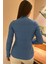 Kadın Yarım Balıkçı Desenli Likralı Triko Bluz P-00001359 4