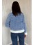 Kadın Yaka ve Kol Peluş Detaylı Kot Jean Ceket 4