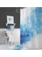 Banyo Paspas ve Tek Kanat Duş Perdesi 1X180X200 Set Banyo Halısı Blue Square 3