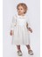 Brode Fisto Detaylı Kız Çocuk elbise - Beyaz 1