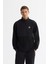Erkek Siyah Soğuğa Dayanıklı Dik Yaka Fermuarlı Polar Regular Fit Sweatshirt A42Y1311 1