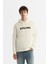 Erkek Ekru Kapüşonlu 3 Iplik Şardonlu Baskılı Sweatshirt A42y1222 1