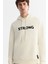 Erkek Ekru Kapüşonlu 3 Iplik Şardonlu Baskılı Sweatshirt A42y1222 2