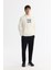 Erkek Ekru Kapüşonlu Pamuklu Baskılı Elastan Sweatshirt A42y1324 5