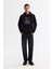 Erkek Siyah Kapüşonlu Pamuklu Baskılı Elastan Regular Fit Sweatshirt A42Y1321 8