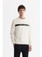 Erkek Ekru Bisiklet Yaka Pamuklu Baskılı Elastan Regular Fit Sweatshirt A42Y1260 1
