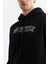 Erkek Siyah Kapüşonlu 3 Iplik Şardonlu Baskılı Sweatshirt A42y1303 2
