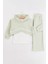 Yazı Baskılı Crop Sweatshirt ve Bol Paça Kız Çocuk Eşofman Takımı - Yeşil 2