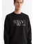 Erkek Siyah Bisiklet Yaka Pamuklu Baskılı Elastan Regular Fit Sweatshirt A42Y1215 2