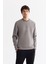 Erkek Gri Bisiklet Yaka Pamuklu Baskılı Elastan Sweatshirt A42y1313 1