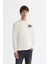 Erkek Ekru Bisiklet Yaka Pamuklu Baskılı Elastan Regular Fit Sweatshirt A42Y1206 1