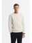 Erkek Ekru Bisiklet Yaka Baskılı Elastan Sweatshirt A42y1279 1