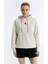 ED7749-03 Star Kadın Kapüşonlu Sweatshirt'ü Bej 1