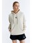 ED7749-03 Star Kadın Kapüşonlu Sweatshirt'ü Bej 2
