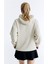 ED7749-03 Star Kadın Kapüşonlu Sweatshirt'ü Bej 3
