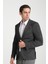 Ribas Erkek Siyah Likralı Pamuk Karışımlı Ekose Desenli Slim Fit Spor Blazer Ceket 1