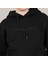 Siyah Kadın Hoodie, Kanguru Cepli, Kapüşonlu, 3 Iplik Kumaş 5
