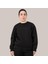 Siyah Kadın Sweatshirt, 3 Iplik Kumaş, Normal Fit 5