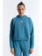 ED7739-07 Coach Crop Kadın Kapüşonlu Sweatshirt'ü Petrol Mavisi 1