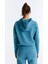ED7739-07 Coach Crop Kadın Kapüşonlu Sweatshirt'ü Petrol Mavisi 3