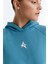 ED7739-07 Coach Crop Kadın Kapüşonlu Sweatshirt'ü Petrol Mavisi 4