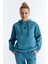 ED7749-07 Star Kadın Kapüşonlu Sweatshirt'ü Petrol Mavisi 1