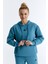 ED7749-07 Star Kadın Kapüşonlu Sweatshirt'ü Petrol Mavisi 2