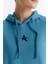 ED7749-07 Star Kadın Kapüşonlu Sweatshirt'ü Petrol Mavisi 4