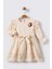 Brode Fırfır Detaylı Kız Çocuk elbise - Bej 1